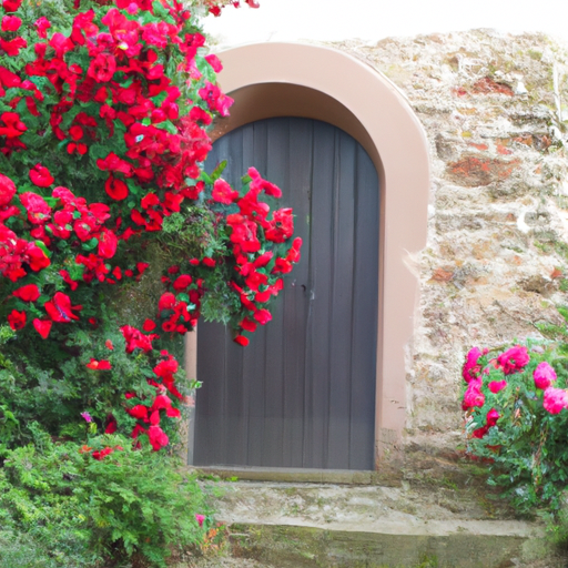 Rosenbogen mit Tür